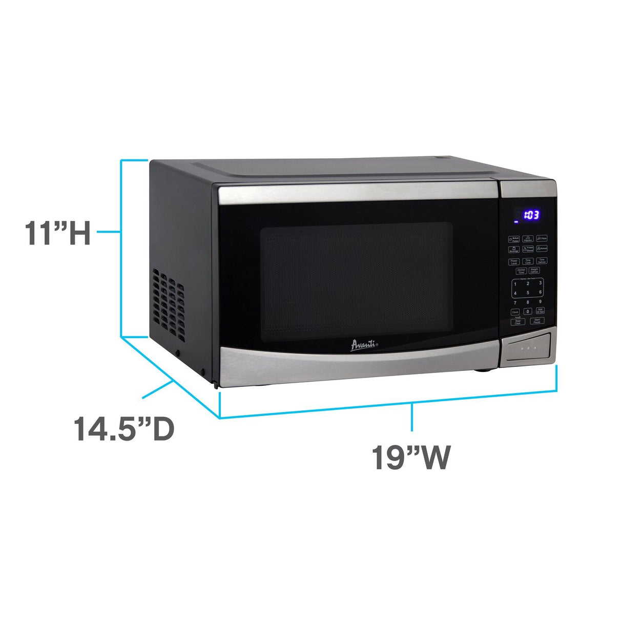 Avanti 0.9 Cu. Ft. Microwave Oven, Digital - Stainless Steel