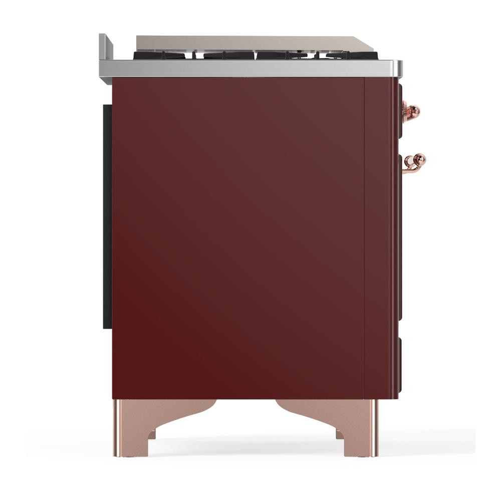 ILVE UM60FNR3BUP Majestic III 60 inch Dual Fuel Range with 9 Burners and Griddle, Dual Function Burner up to 25,000 BTU (Natural Gas, Triple Glass Door, Burgundy, Copper)