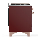 ILVE UM60FNR3BUP Majestic III 60 inch Dual Fuel Range with 9 Burners and Griddle, Dual Function Burner up to 25,000 BTU (Natural Gas, Triple Glass Door, Burgundy, Copper)