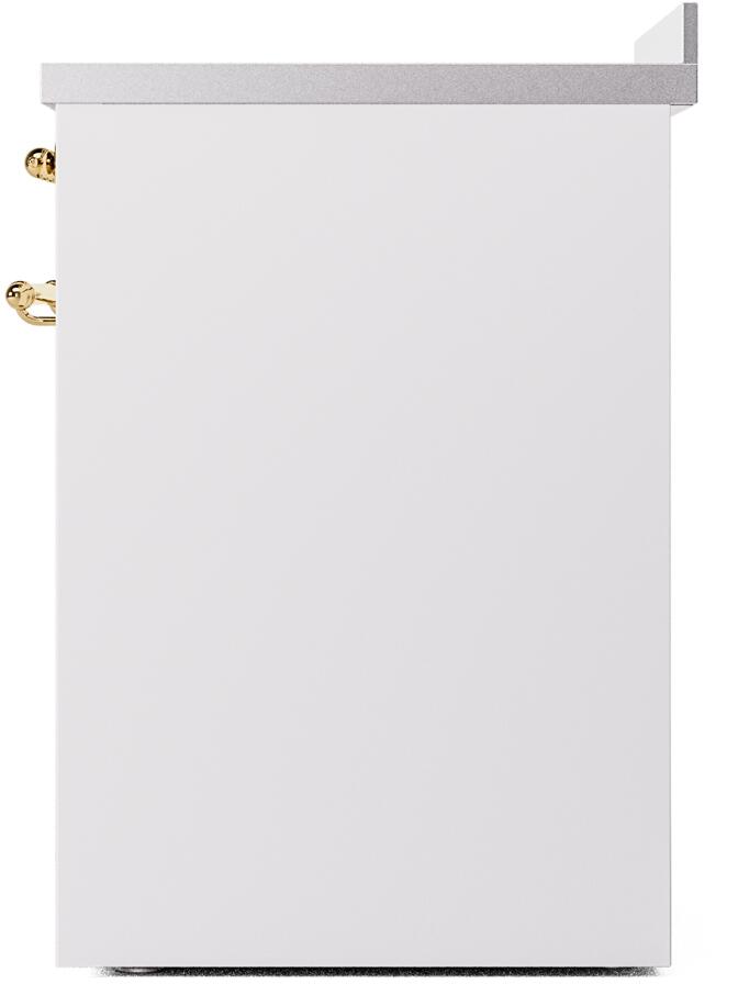 Nostalgie II 30 Inch Electric Freestanding Range in White with Brass Trim