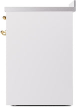 Nostalgie II 30 Inch Electric Freestanding Range in White with Brass Trim