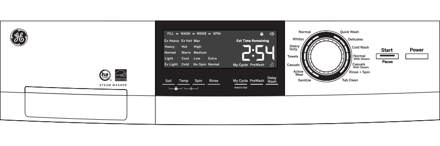 GE® ENERGY STAR® 24" 2.4 Cu. Ft. Front Load Washer with Steam