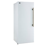 Forno Maderno 28-Inch Convertible Upright Freezer/Refrigerator in White with Antique Brass Handle, 13.6 cu.ft., Left Swing