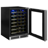 24-In Professional Built-In High Efficiency Single Zone Wine Refrigerator with Door Style - Stainless Steel Frame Glass, Door Swing - Right