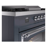 ILVE UN60FSNMPBGCLP Nostalgie II Noblesse 60 inch Dual Fuel Range (7 Sealed Burners + Griddle + French Top, Liquid Propane, Triple Glass Door, Blue Grey, Chrome)