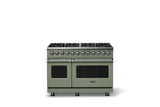 48"W. Dual Fuel Range (Burner: 8b, Finish: Eucalyptus, Trim: Polished Chrome, Fuel: Propane)