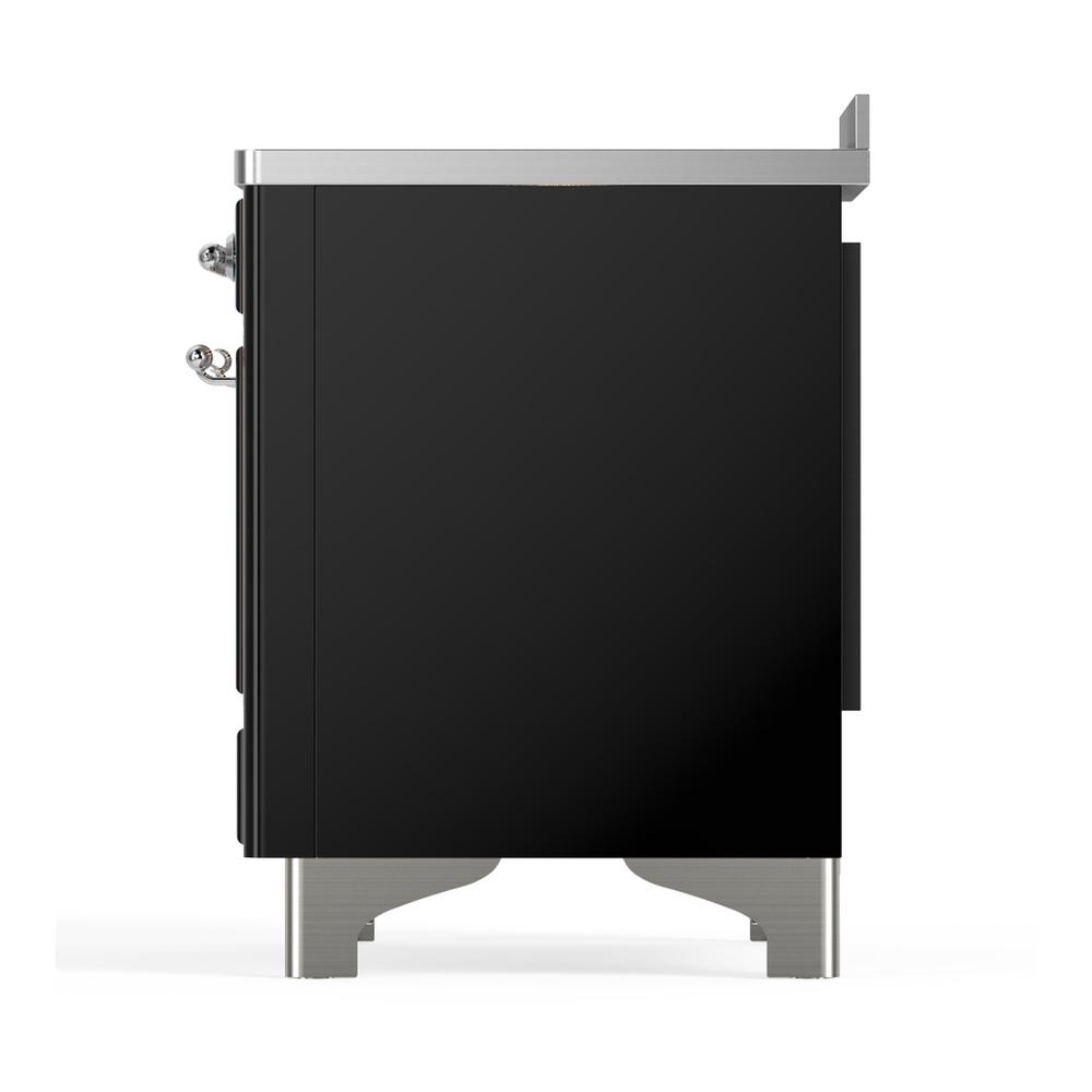 ILVE UMIB48NR3BKC Majestic III 48 inch Induction Range with 6 Elements, 5.02 cu. ft. Total Oven Capacity (Triple Glass Door, Glossy Black, Chrome)