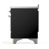 ILVE UMIB48NR3BKC Majestic III 48 inch Induction Range with 6 Elements, 5.02 cu. ft. Total Oven Capacity (Triple Glass Door, Glossy Black, Chrome)