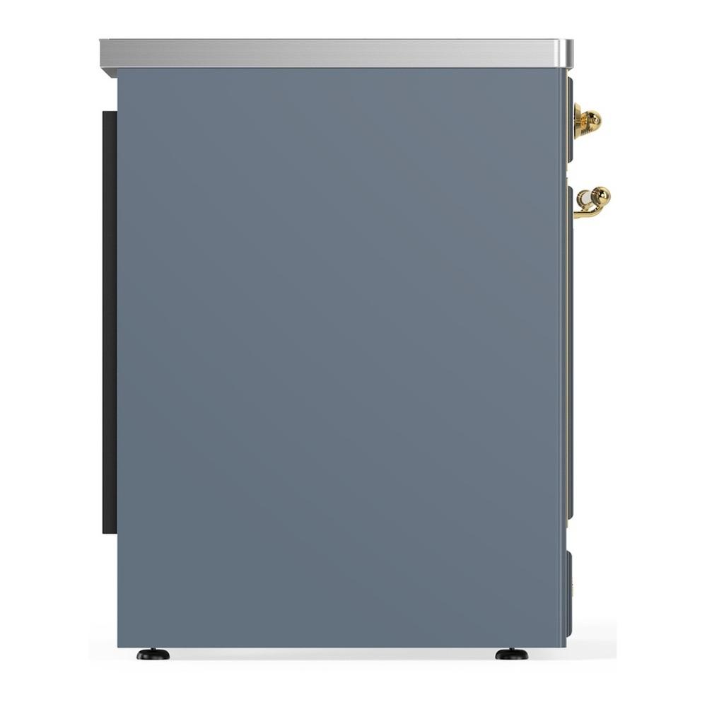 ILVE UMIB30NR3BGG Majestic III 30 inch Induction Range with 4 Elements, 4 cu. ft. Oven Capacity (Triple Glass Door, Blue Grey, Brass)