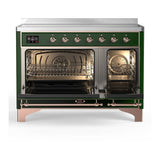 ILVE UMIB48QNR3EGP Majestic III 48 inch Induction Range with 6 Elements, 5.02 cu. ft. Total Oven Capacity (Solid Door, Emerald Green, Copper)