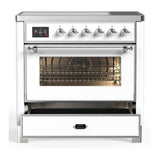 ILVE UMIB36NR3WHC Majestic III 36 inch Induction Range with 6 Elements, 3.5 cu. ft. Total Oven Capacity (Triple Glass Door, White, Chrome)