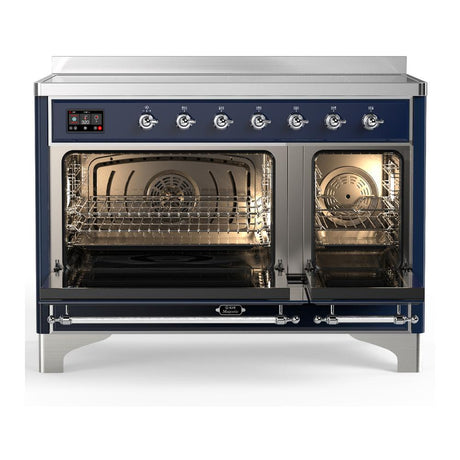 ILVE UMIB48NR3MBC Majestic III 48 inch Induction Range with 6 Elements, 5.02 cu. ft. Total Oven Capacity (Triple Glass Door, Midnight Blue, Chrome)