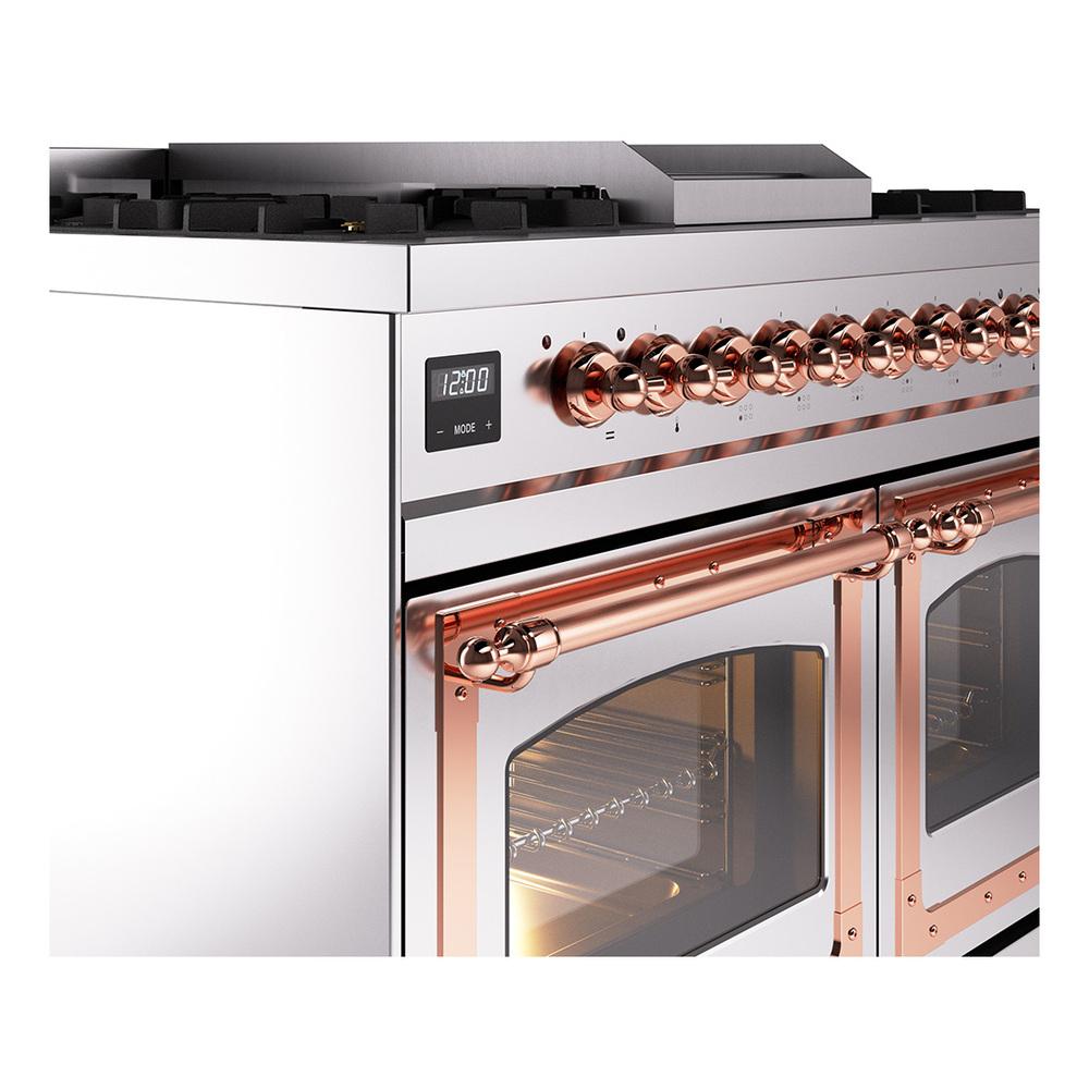 ILVE UND40FNMPSSP Nostalgie II Noblesse 40 inch Dual Fuel Range (Natural Gas, Triple Glass Door, Stainless Steel, Copper)