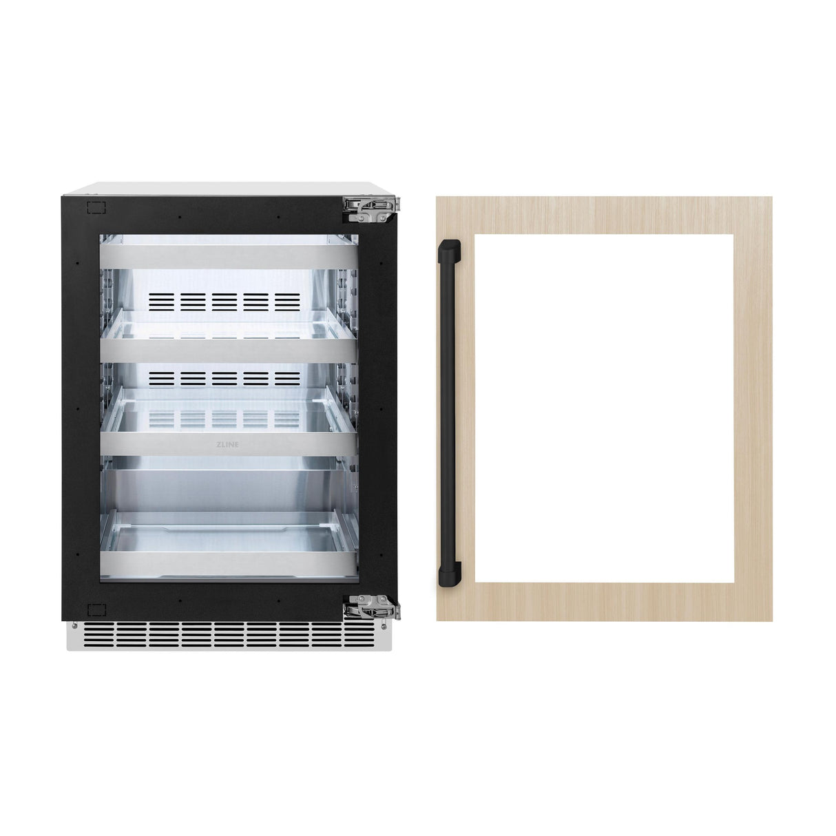 ZLINE 24 In. Touchstone Beverage Fridge with Panel-Ready Glass Door and Matte Black Handle (RBSPOZ-24-MB)