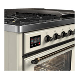 ILVE UM48FNR3AWB Majestic III 48 inch Dual Fuel Range with 8 Burners and Griddle, Dual Function Burner up to 25,000 BTU (Natural Gas, Triple Glass Door, Antique White, Burnished)