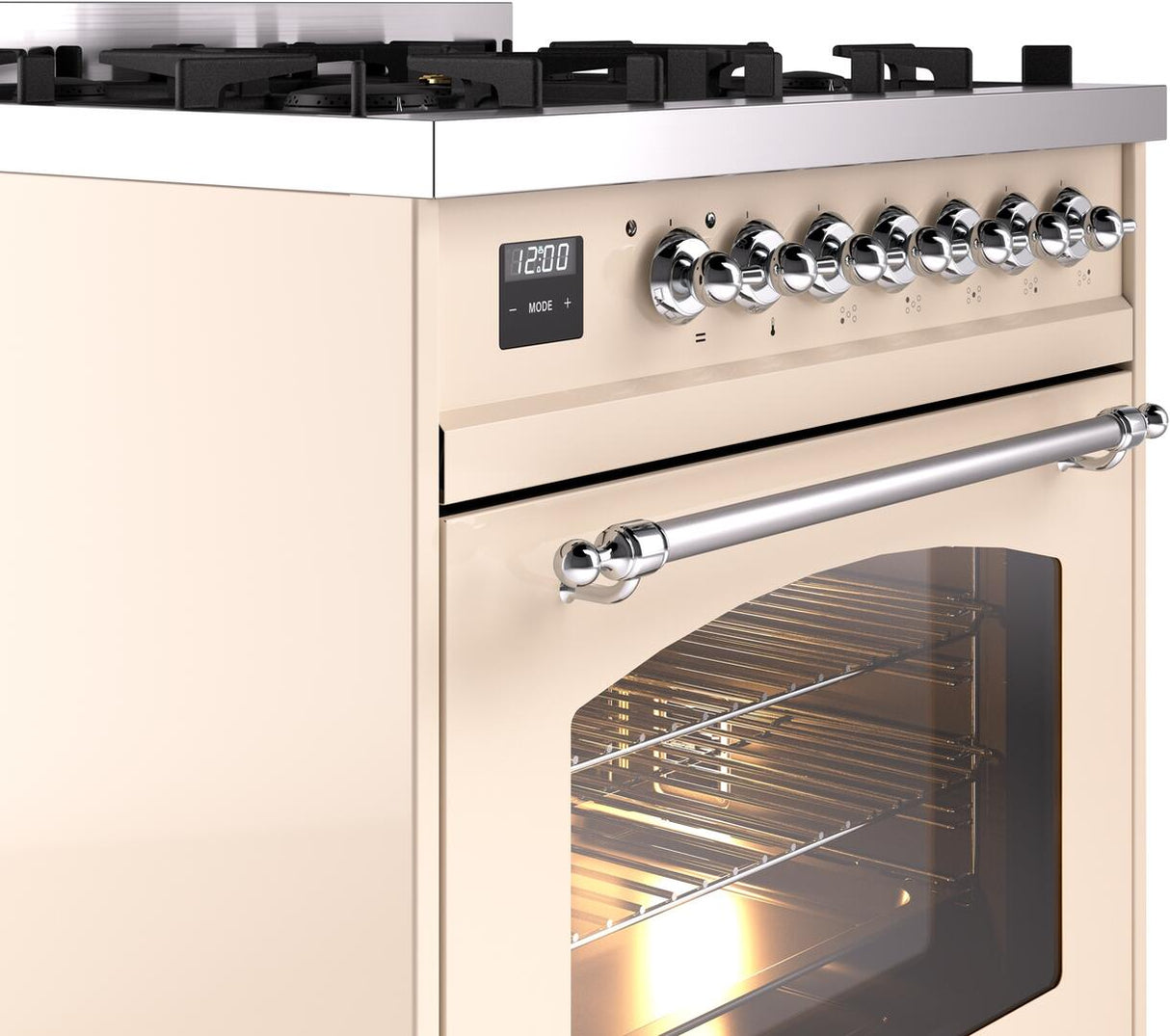 Nostalgie II 30 Inch Dual Fuel Liquid Propane Freestanding Range in Antique White with Chrome Trim