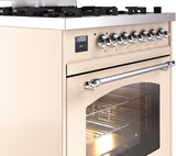 Nostalgie II 30 Inch Dual Fuel Liquid Propane Freestanding Range in Antique White with Chrome Trim