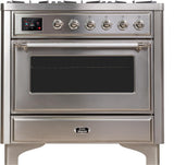 Majestic II 36 Inch Dual Fuel Natural Gas Freestanding Range in Stainless Steel with Chrome Trim
