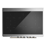 ILVE UMDIB40QNR3BKB Majestic III 40 inch Induction Range with 6 Elements, 3.82 cu. ft. Total Oven Capacity (Solid Door, Glossy Black, Burnished)