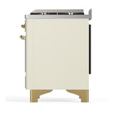 ILVE UM48FQNR3AWG Majestic III 48 inch Dual Fuel Range with 8 Burners and Griddle, Dual Function Burner up to 25,000 BTU (Natural Gas, Solid Door, Antique White, Brass)