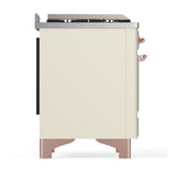 ILVE UMD40FNR3AWPLP Majestic III 40 inch Dual Fuel Range with 6 Burners and Griddle, Dual Function Burner up to 25,000 BTU (Liquid Propane, Triple Glass Door, Antique White, Copper)