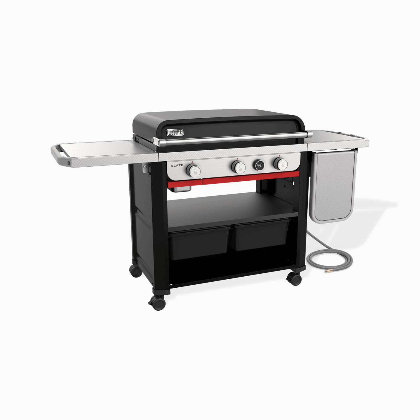 Slate® 30" Rust-Resistant Griddle with Extendable Side Table (Natural Gas) - Black