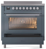 Professional Plus II 36 Inch Electric Freestanding Range in Blue Grey with Trim
