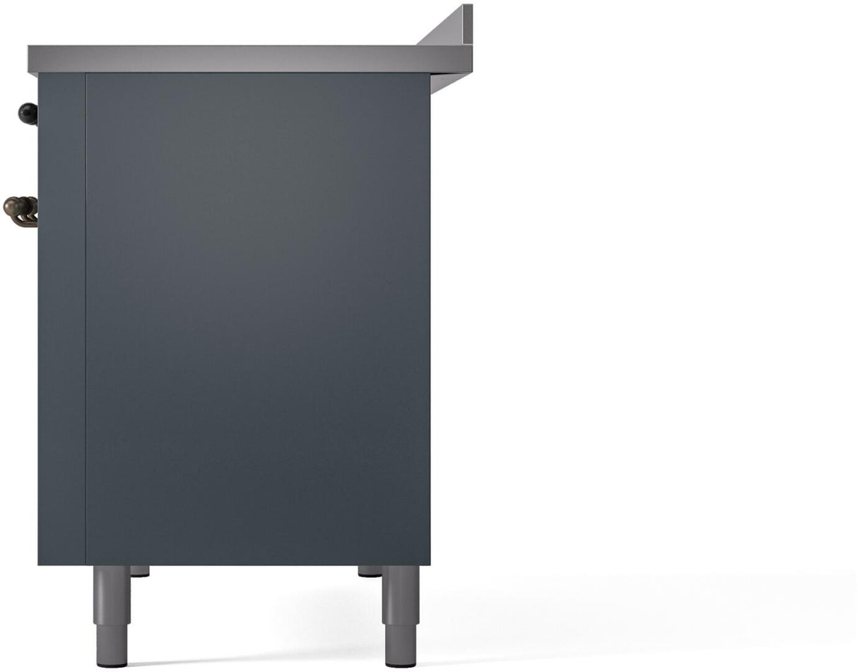 Nostalgie II 48 Inch Electric Freestanding Range in Blue Grey with Bronze Trim