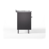 ILVE UN60FQNMPMGCLP Nostalgie II Noblesse 60 inch Dual Fuel Range (9 Sealed Burners + Griddle, Liquid Propane, Solid Door, Graphite Matte, Chrome)