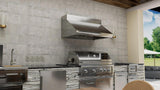 Outdoor hood, 42"W, 33"D, 18"T, 1200CFM, LEDs, pro baffle filters