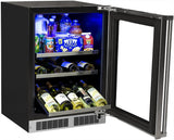 24" Beverage Center with Display Wine Rack - Stainless Frame, Glass Door With Lock - Integrated Left Hinge