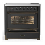 ILVE UMIB36NR3MGB Majestic III 36 inch Induction Range with 6 Elements, 3.5 cu. ft. Total Oven Capacity (Triple Glass Door, Graphite Matte, Burnished)