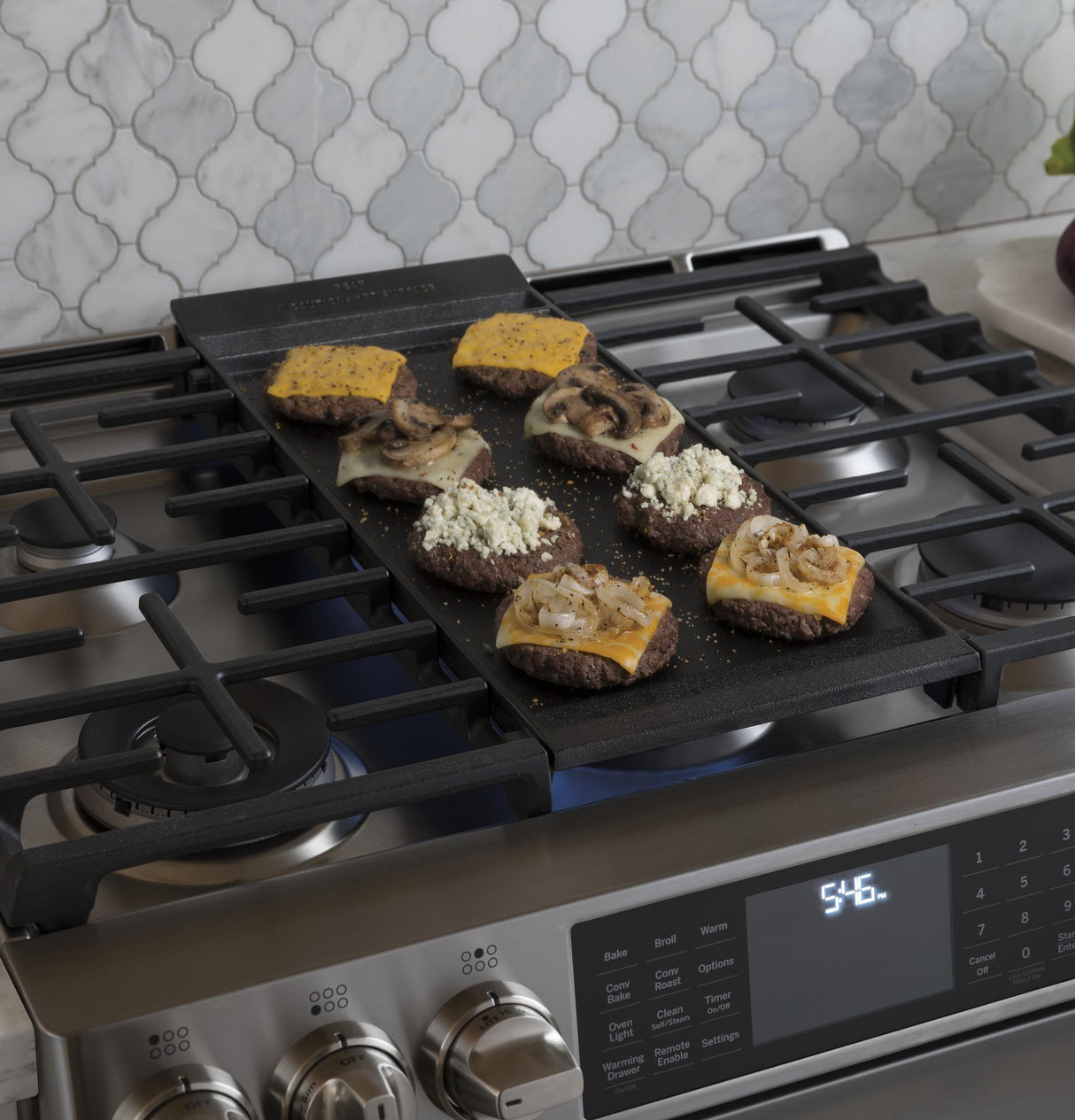 GE Café™ Series 30" Slide-In Front Control Dual-Fuel Double Oven with Convection Range
