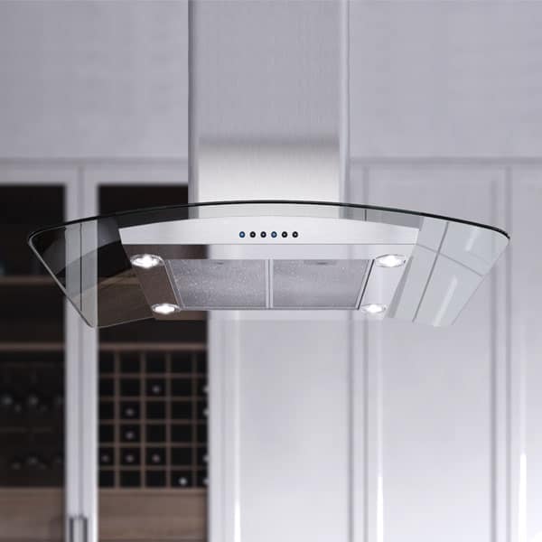 36" CCC 600/395 CFM Island Hood Stainless/Glass