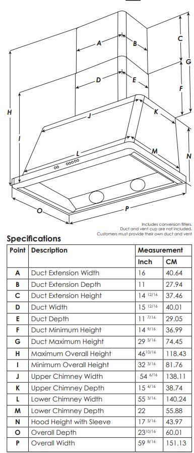 Majestic 60 Inch Antique White Wall Mount Convertible Range Hood