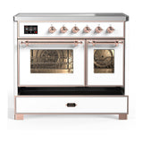 ILVE UMDIB40NR3WHP Majestic III 40 inch Induction Range with 6 Elements, 3.82 cu. ft. Total Oven Capacity (Triple Glass Door, White, Copper)