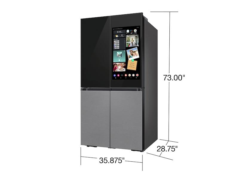 Bespoke Counter Depth 4-Door Flex™ Refrigerator (23 cu. ft.) with Family Hub™ + in Charcoal Glass Top and Stainless Steel Bottom Panels
