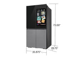 Bespoke Counter Depth 4-Door Flex™ Refrigerator (23 cu. ft.) with Family Hub™ + in Charcoal Glass Top and Stainless Steel Bottom Panels