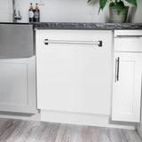 ZLINE 24" Tallac Series 3rd Rack Dishwasher with Traditional Handle, 51dBa (DWV-24) [Color: White Matte]