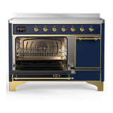 ILVE UMIB48QNR3MBG Majestic III 48 inch Induction Range with 6 Elements, 5.02 cu. ft. Total Oven Capacity (Solid Door, Midnight Blue, Brass)