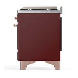 ILVE UM48FQNR3BUP Majestic III 48 inch Dual Fuel Range with 8 Burners and Griddle, Dual Function Burner up to 25,000 BTU (Natural Gas, Solid Door, Burgundy, Copper)