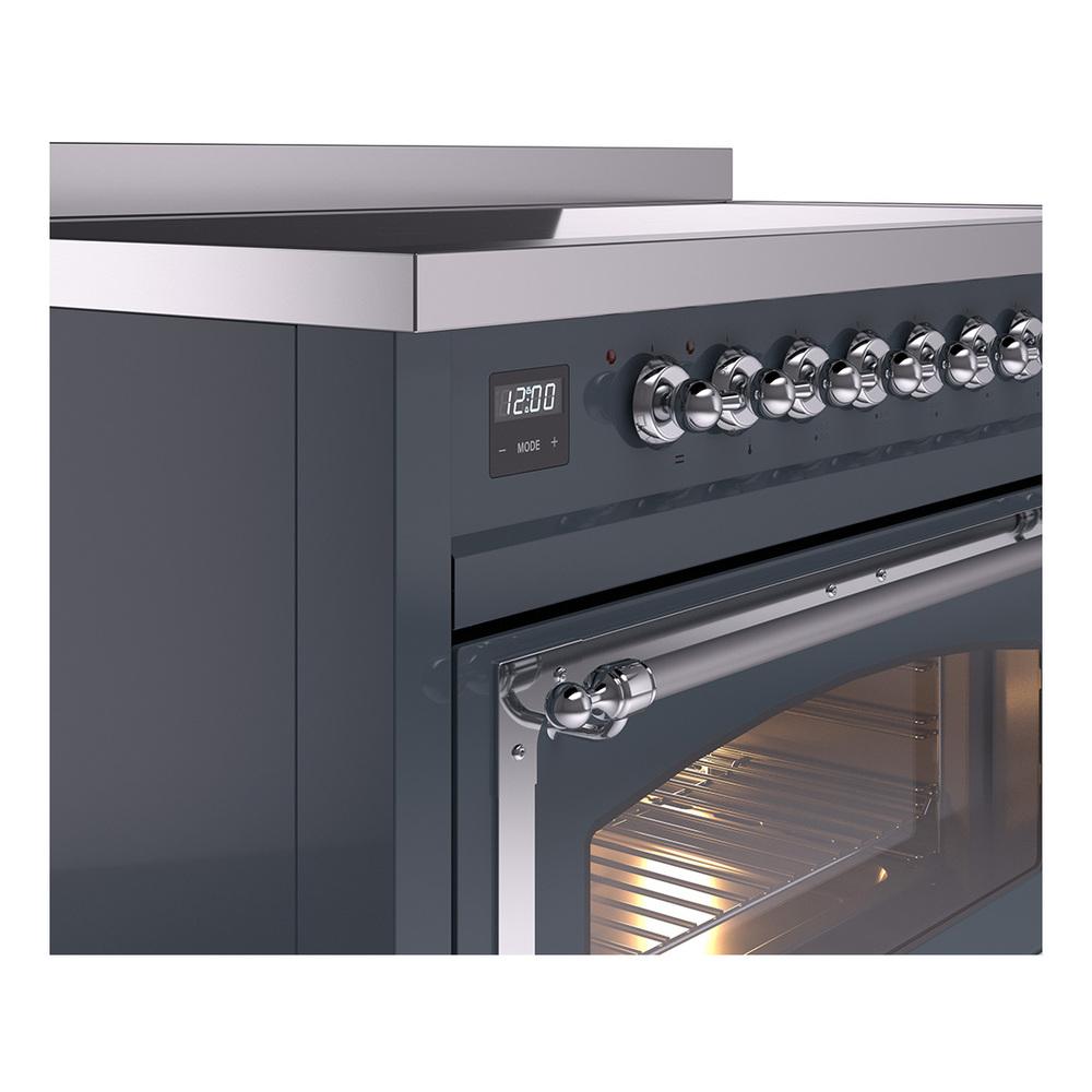 ILVE UNI486NMPBGC Nostalgie II Noblesse 48 inch Induction Range (Triple Glass Door, Blue Grey, Chrome)