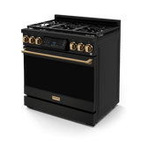 36 Inch Professional Gas Range With Tilt Panel Touch Control In Black/bronze  Gordon Ramsay Series