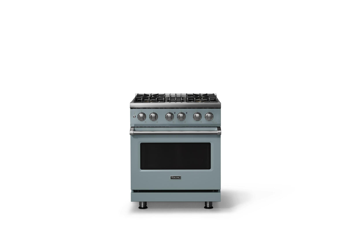 30"W. Dual Fuel Range (Finish: November Sky, Trim: Polished Chrome, Fuel: Natural Gas)