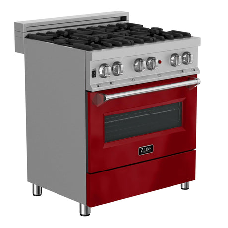 ZLINE 36 in. Professional Dual Fuel Range in DuraSnow Stainless Steel with Color Door Finishes (RAS-SN-36) [Color: Red Matte]