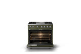36"W. Dual Fuel Range (Burner: 4g, Finish: Martini, Trim: Polished Chrome, Fuel: Natural Gas)