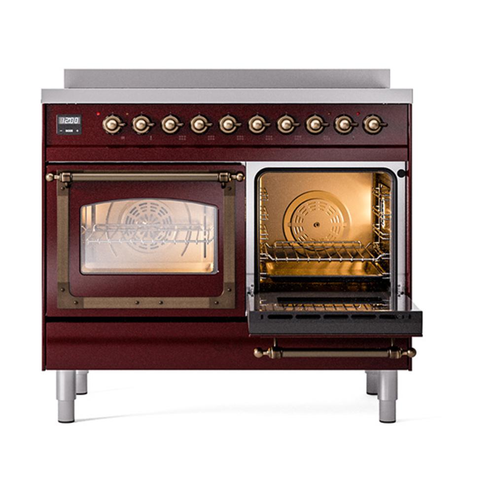 ILVE UNDI406NMPBUB Nostalgie II Noblesse 40 inch Induction Range (Triple Glass Door, Burgundy, Burnished)