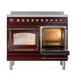 ILVE UNDI406NMPBUB Nostalgie II Noblesse 40 inch Induction Range (Triple Glass Door, Burgundy, Burnished)