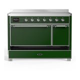 ILVE UMIB48QNR3EGC Majestic III 48 inch Induction Range with 6 Elements, 5.02 cu. ft. Total Oven Capacity (Solid Door, Emerald Green, Chrome)