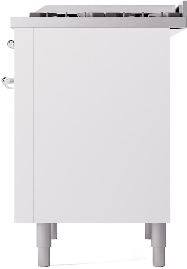 Nostalgie II 36 Inch Dual Fuel Natural Gas Freestanding Range in White with Chrome Trim